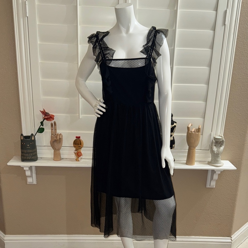 Maeve Layered Apron Dress Black